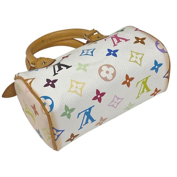 Louis Vuitton Mini Speedy Handbag Monogram Multicolor White - Picture 2 of 8